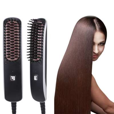 New Arrival PTC Heating  Professional Men Straight Brush Portable Electric Hot Hair Comb